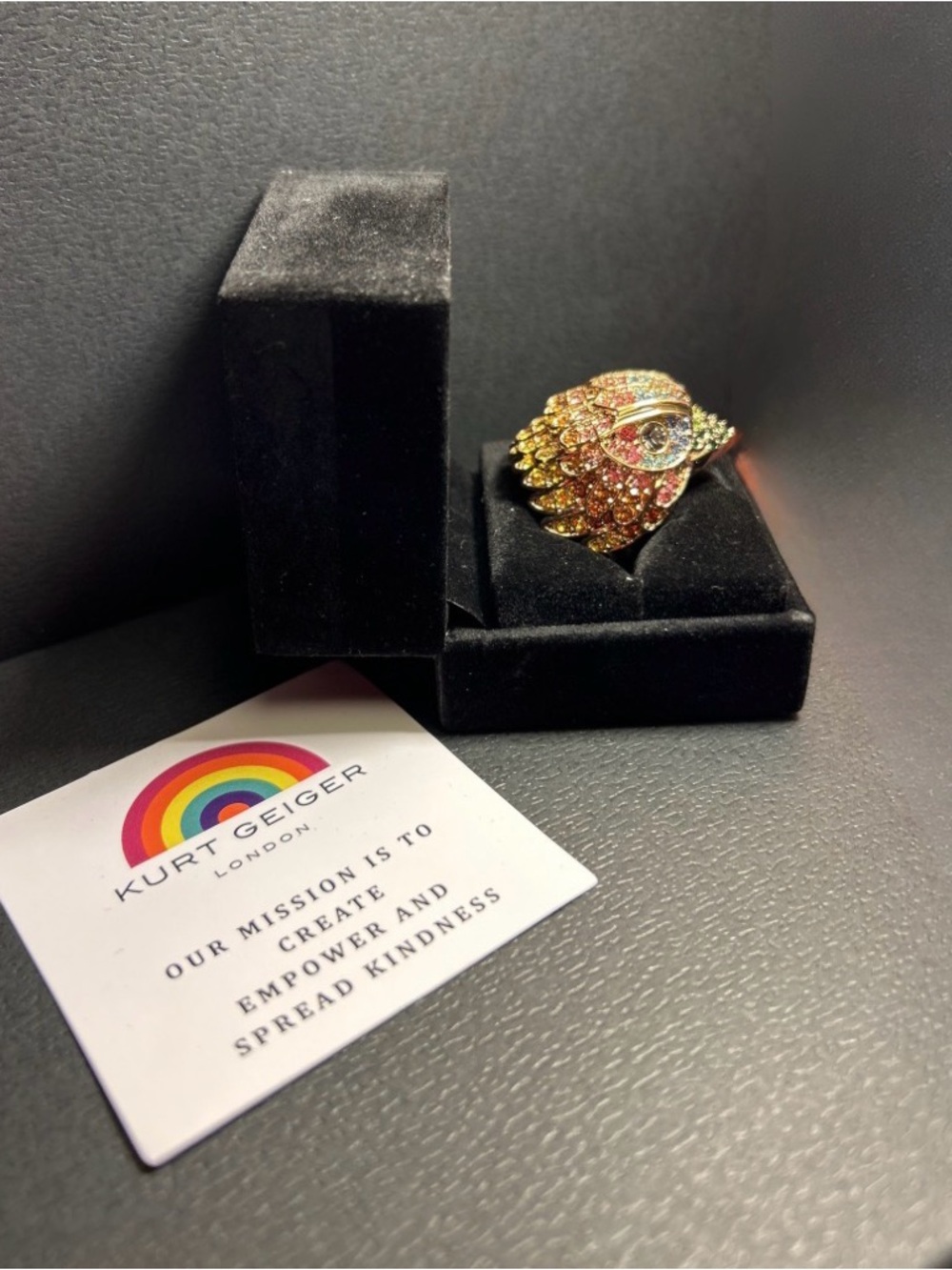Kurt Geiger London Crystal Eagle statement cocktail ring,in box NWT